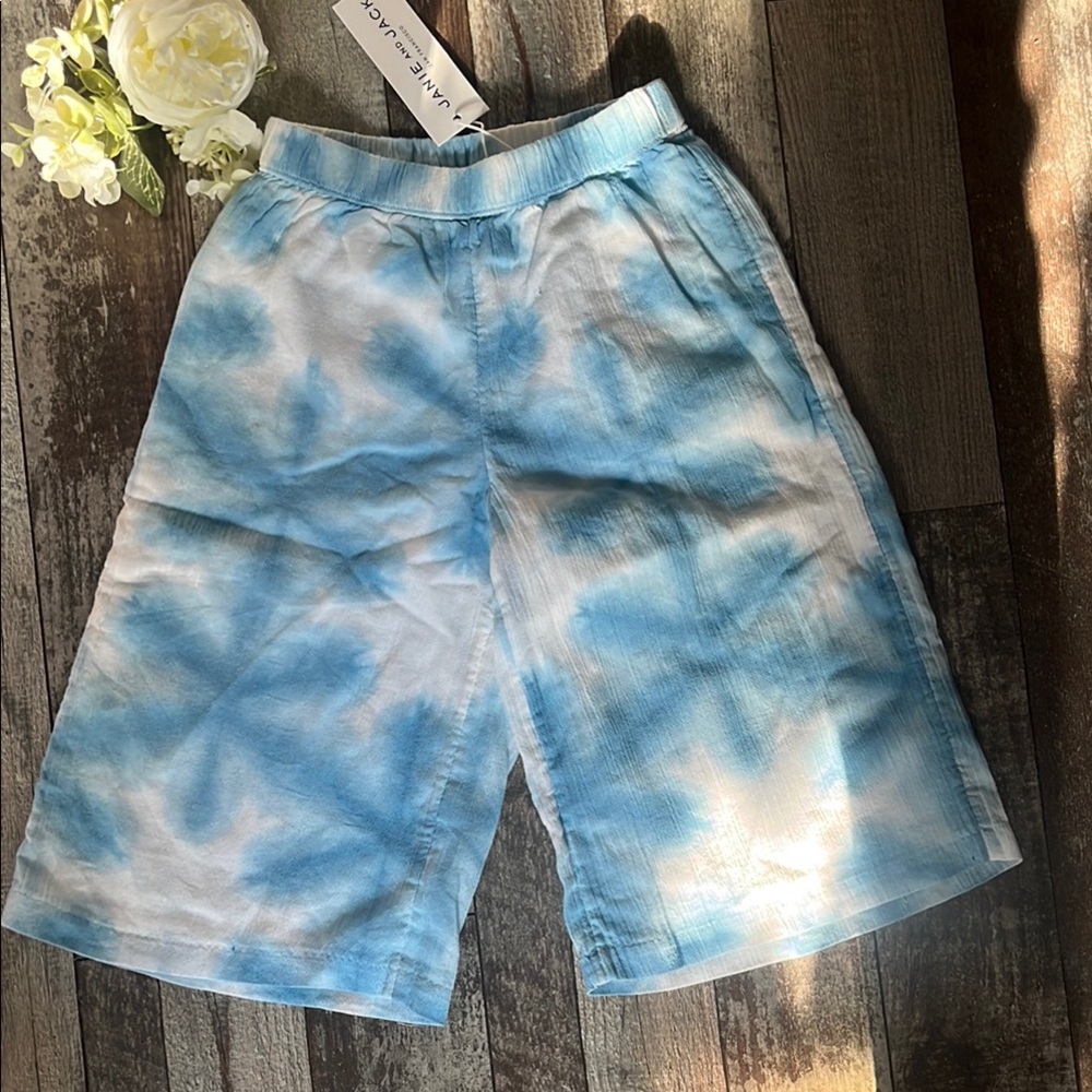 Janie and Jack Blue and White Tie-Dye Shorts